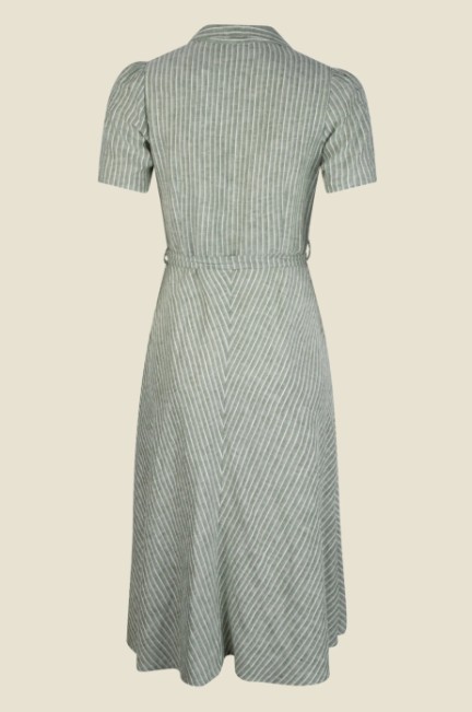 Revers Dress Midi Stripe Olive