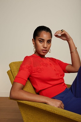 Cardi Yoke Bonet Red