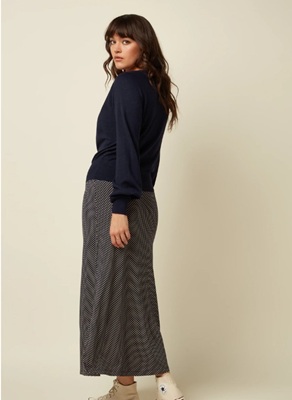 Border Midi Skirt Piper Ink Blue