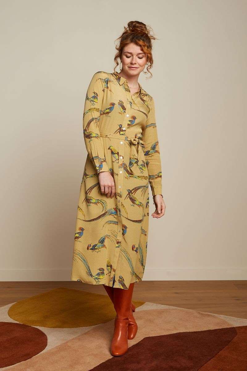 Olive Midi Dress Reggie Mustard Gold