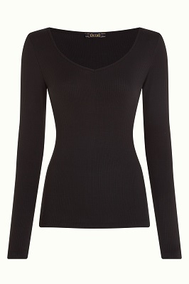 carice V Top Uni Rib Black