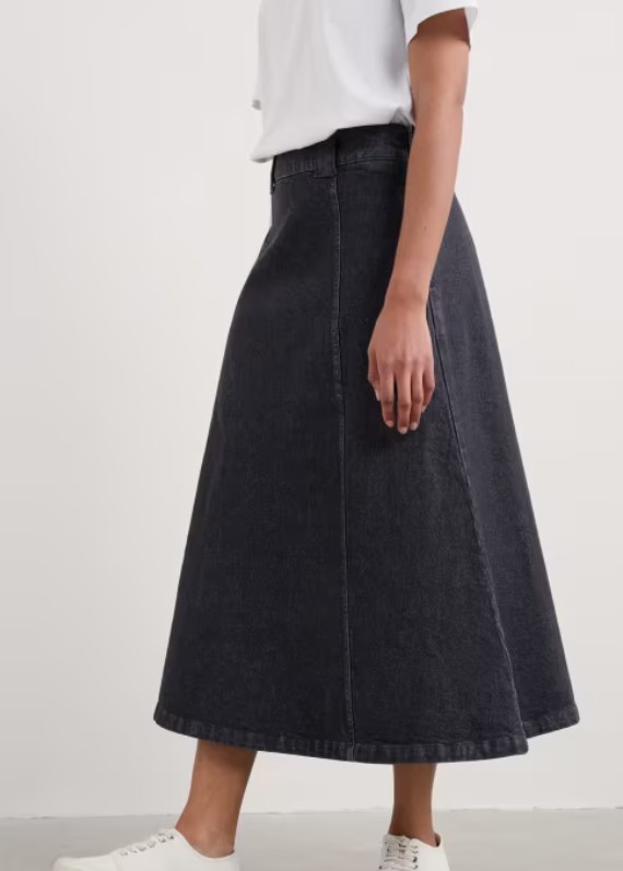 Restharrow Skirt Mid Waist Dark Denim