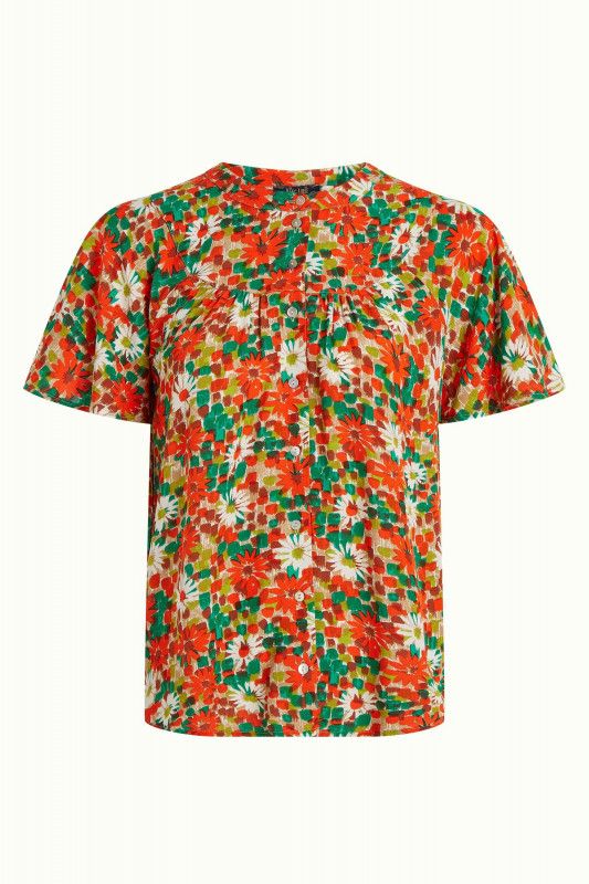 Lisa Flared Blouse Keylime Spicy Orange