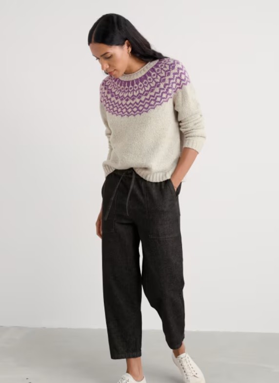 Port Kinnis Jumper Merino Wag Tall Aran Spring Heather
