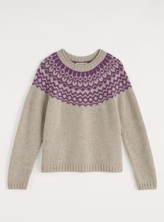 Port Kinnis Jumper Merino Wag Tall Aran Spring Heather