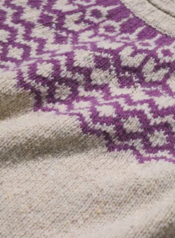 Port Kinnis Jumper Merino Wag Tall Aran Spring Heather