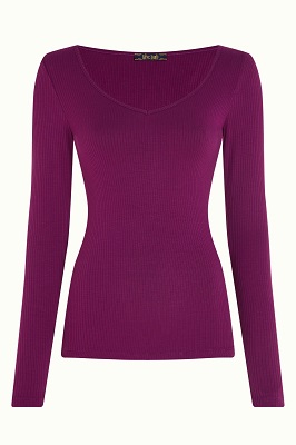 Carice V Top Uni Rib Caspia Purple