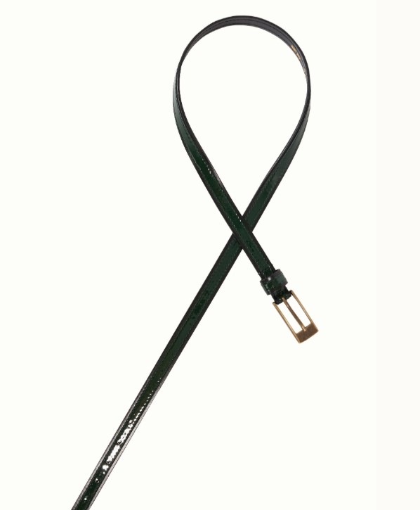 2 Tone Patent belt Pine Green