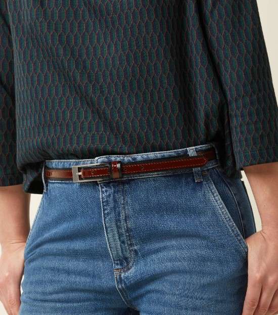 2-Tone Patent Belt Cabernet Red