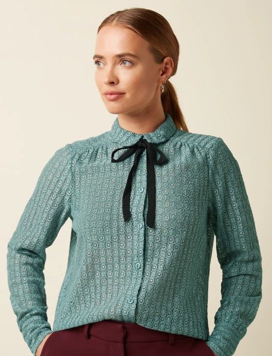 Elia Blouse Branco Lace Silver Green