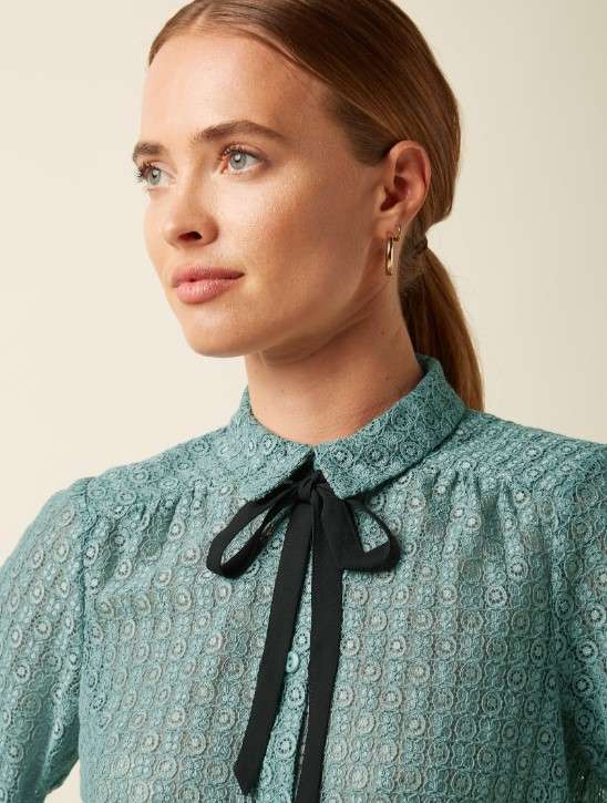 Elia Blouse Branco Lace Silver Green