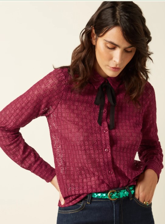 Elia Blouse Branco Lace Beaujolais Red