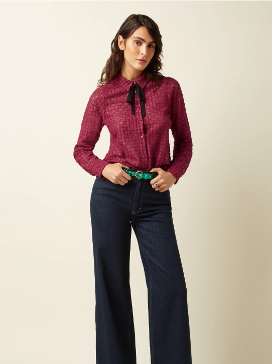 Elia Blouse Branco Lace Beaujolais Red