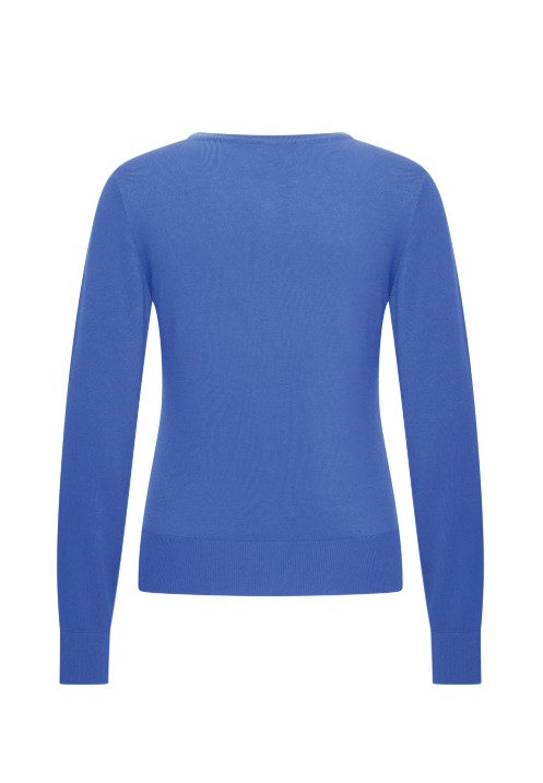 Cardigan Round Neck Dazzling Blue