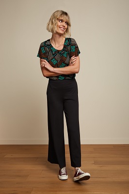 Border Palazzo Pants Milano Crepe Black