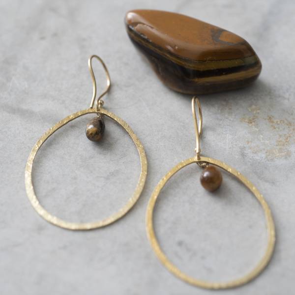 Eclips Tiger Eye Earrings Gold