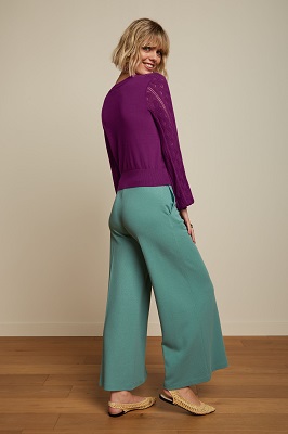 Border Palazzo Pants Milano Crepe Dusty Turkoise