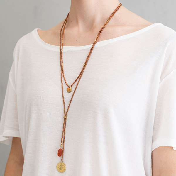 Fairy carnelian Dandelion Necklace Gold