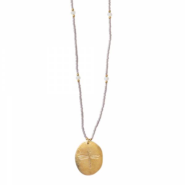 Swing Moonstone Dragonfly Necklace gold