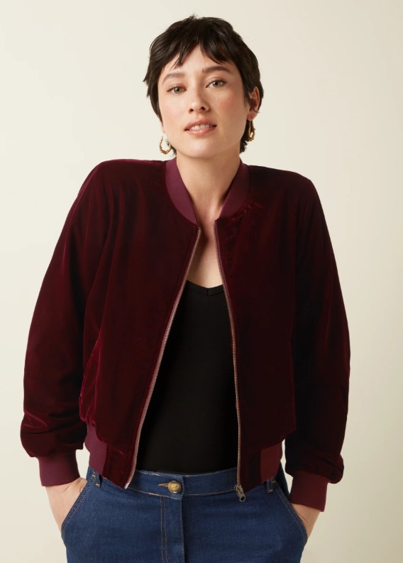 Bessie Jacket Gamine Velvet Bordeaux Red