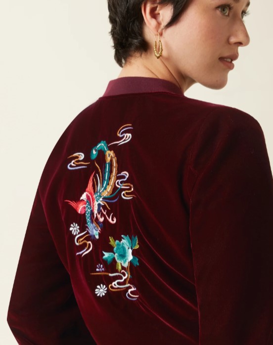 Bessie Jacket Gamine Velvet Bordeaux Red