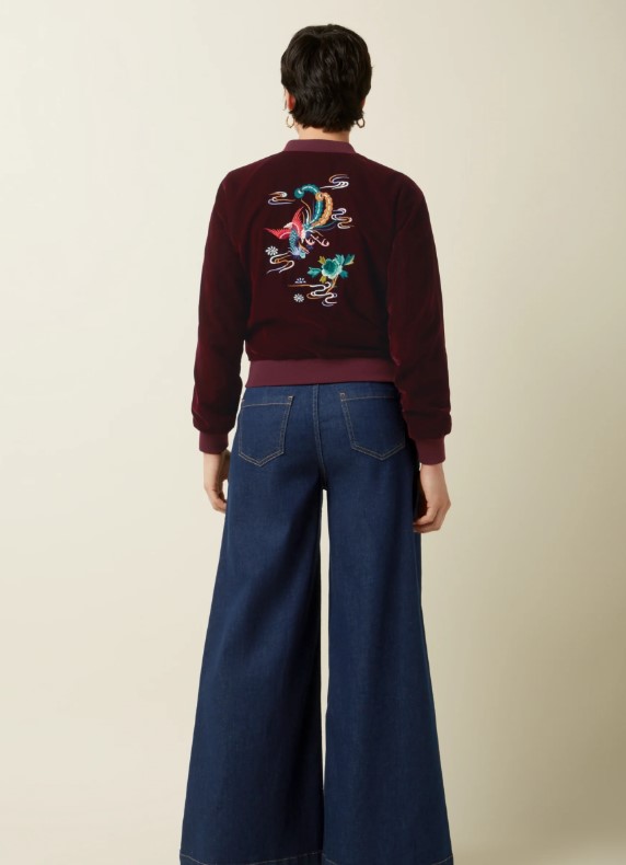 Bessie Jacket Gamine Velvet Bordeaux Red