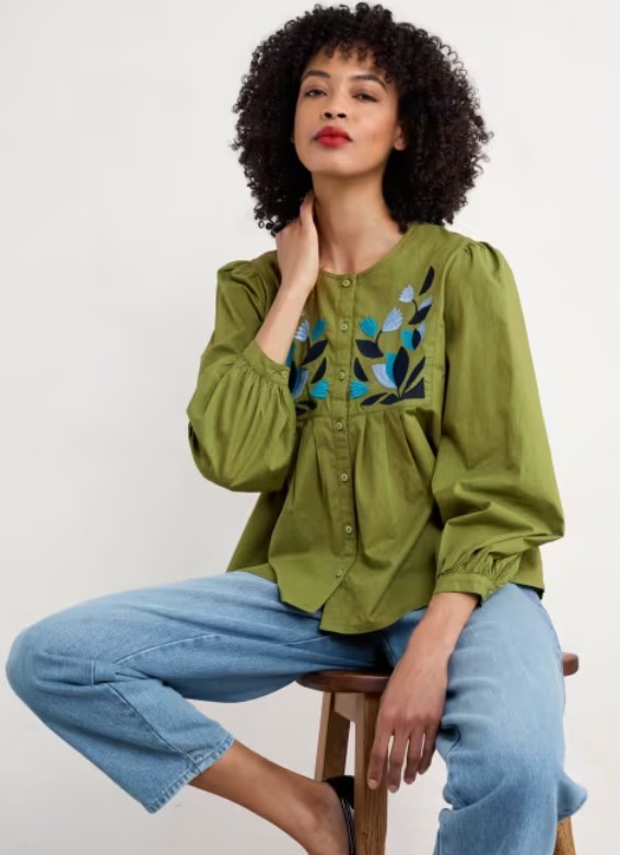 Thornapple Embroidered Shirt Dark Citron