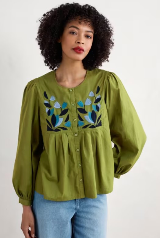 Thornapple Embroidered Shirt Dark Citron