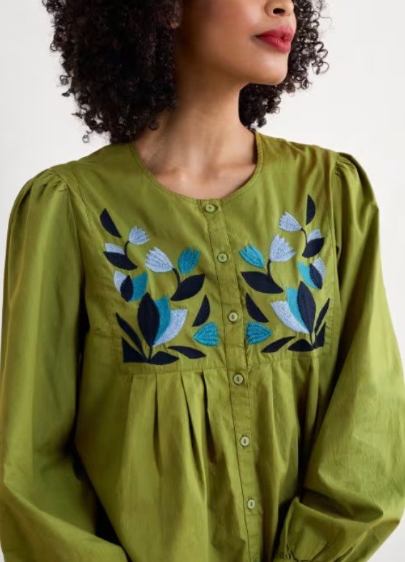 Thornapple Embroidered Shirt Dark Citron