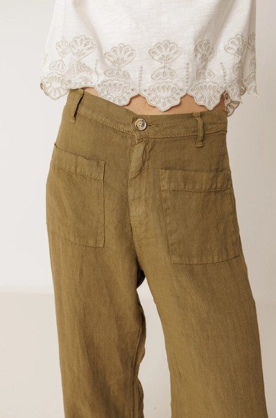 Flowy Linnen Pants Kaki