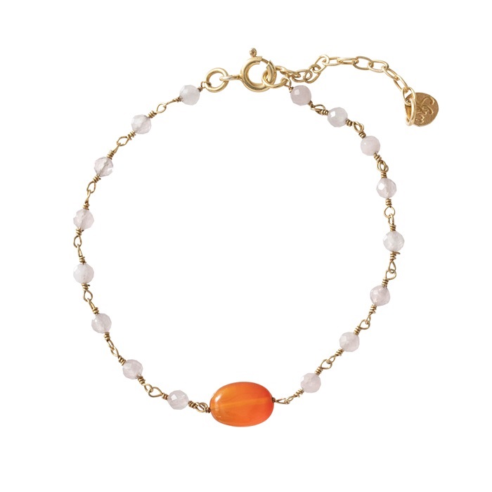 Universe Rose Quarz Carnelian Gold Bracelet