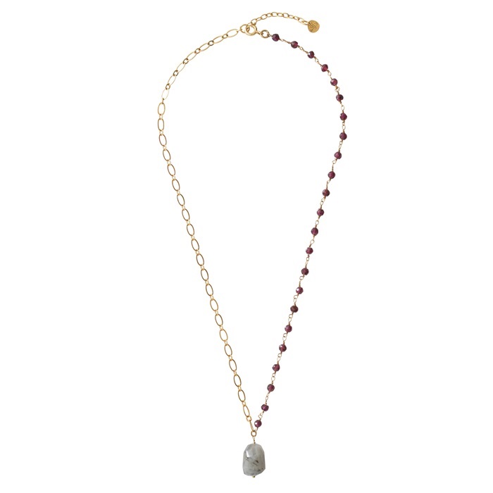 Celebration Garnet Labradotite Gold Necklace