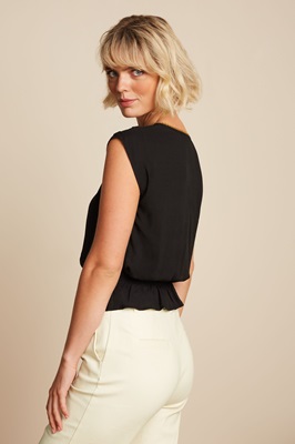Selly Top Citrine Embroidery Black