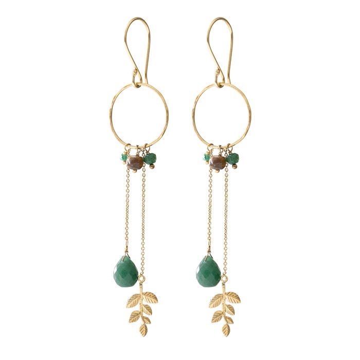 Festivity Aventurine Tiger Eye Gold Earrings