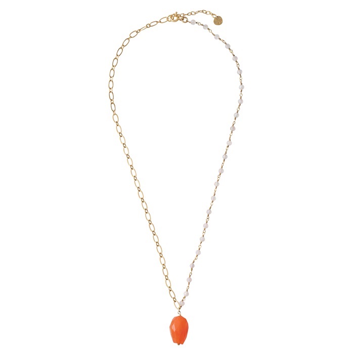 Celebration Rose Quarz Carnelian Gold Necklace
