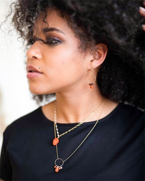 Celebration Rose Quarz Carnelian Gold Necklace
