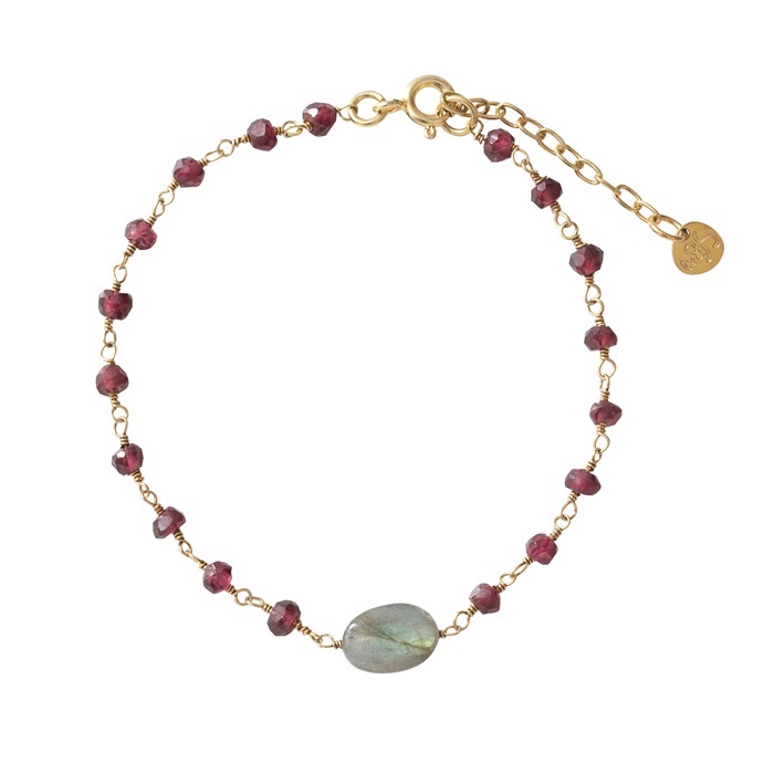 Universe Garnet Labradorite Gold Bracelet
