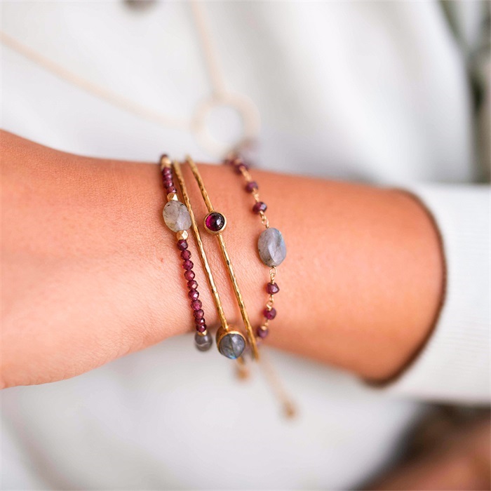 Universe Garnet Labradorite Gold Bracelet