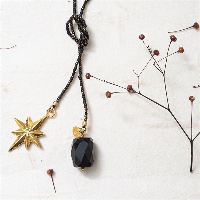 Nova Black Onyx Gold Necklace