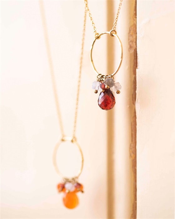 Sparkles Garnet Mix Gold Necklace