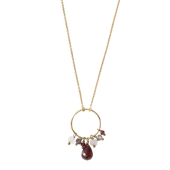 Sparkles Garnet Mix Gold Necklace