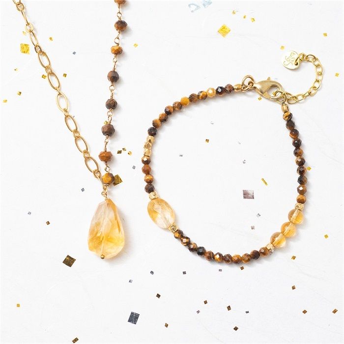 Sweet Tiger Eye Citrine-gold-bracelet