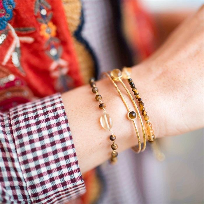 Sweet Tiger Eye Citrine-gold-bracelet