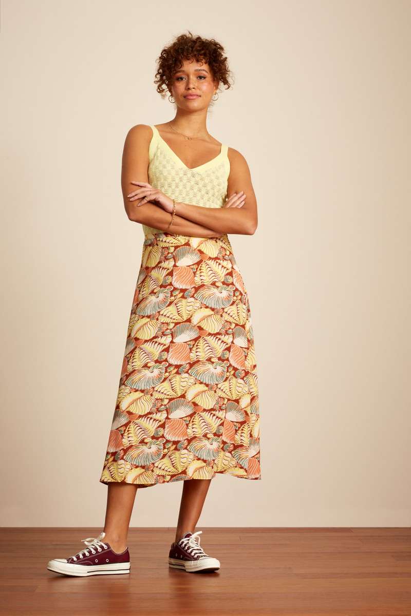 Juno Midi Skirt Neptune Cognac Orange