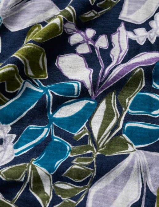 Polmanter Dress Linear Leaves Maritime