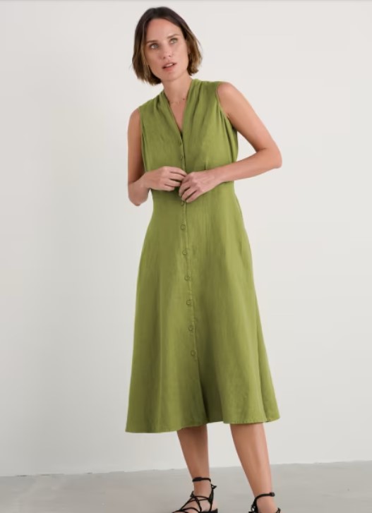 Sleeveless Carved Wood Dress  Regular Dark Citron