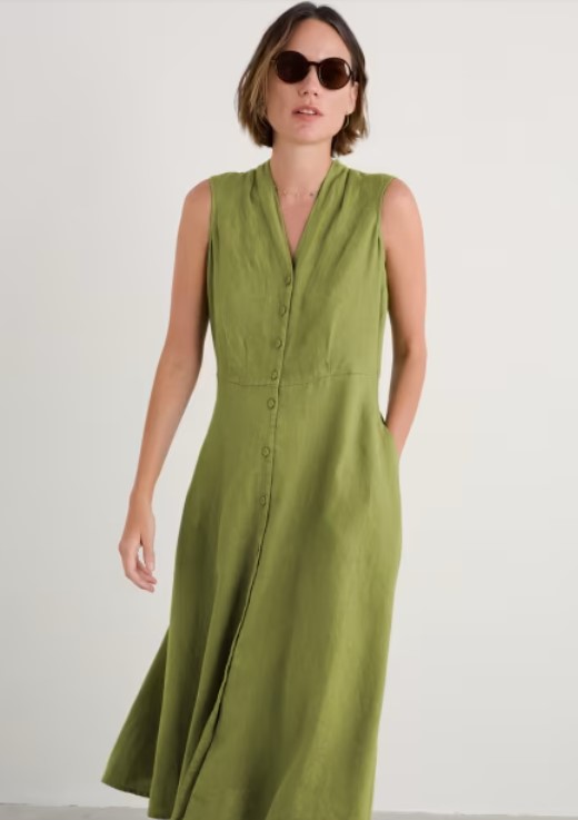 Sleeveless Carved Wood Dress  Regular Dark Citron