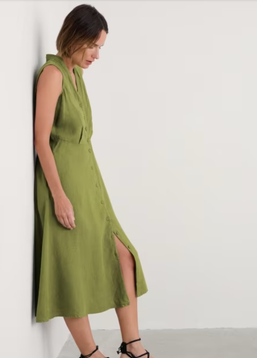 Sleeveless Carved Wood Dress  Regular Dark Citron