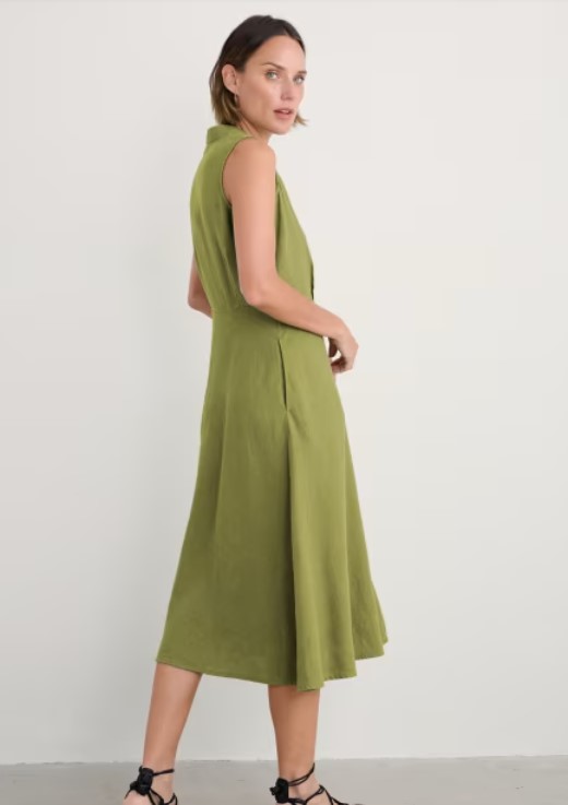 Sleeveless Carved Wood Dress  Regular Dark Citron