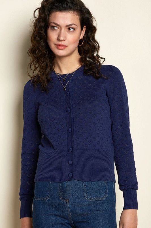 Cardi Puff Heart Ajour Nuit Blue